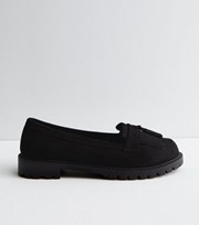 New Look Wide Fit Black Suedette Chunky Tassel Loafers